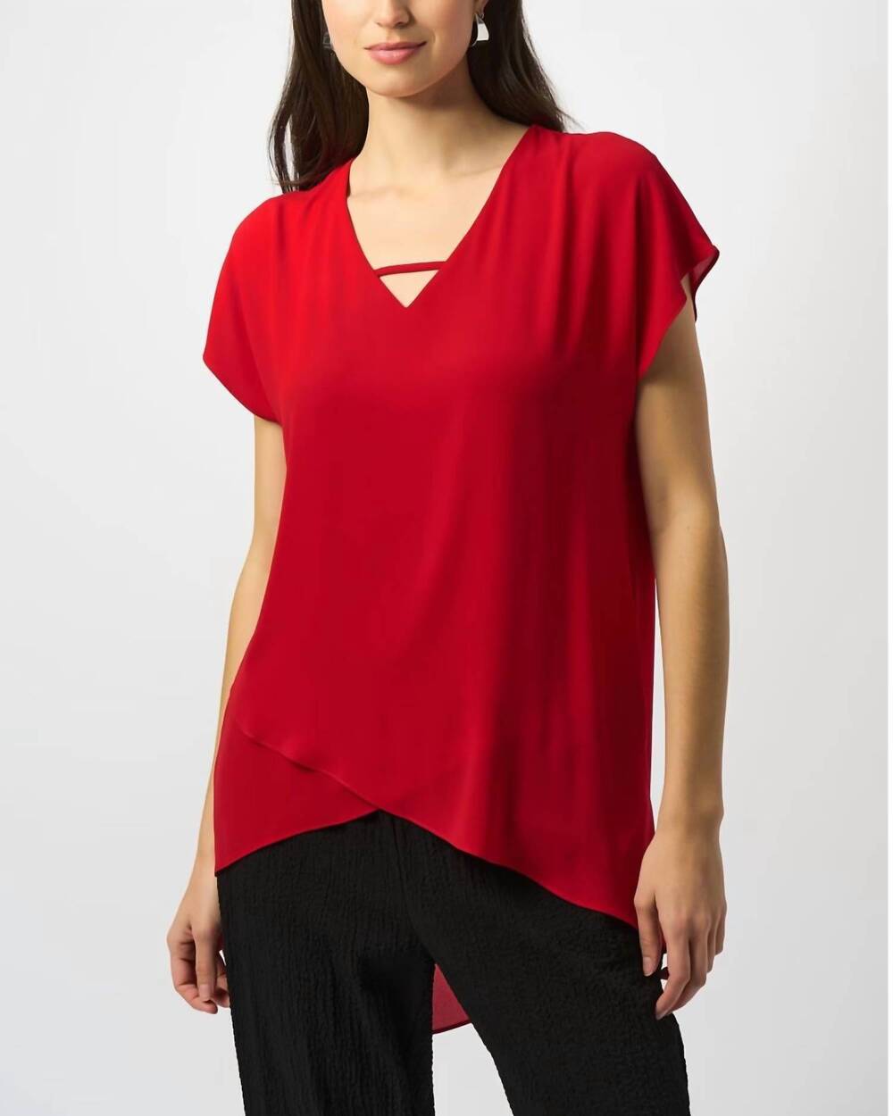 NEW JOSEPH RIBKOFF asymmetrical top in radiant red